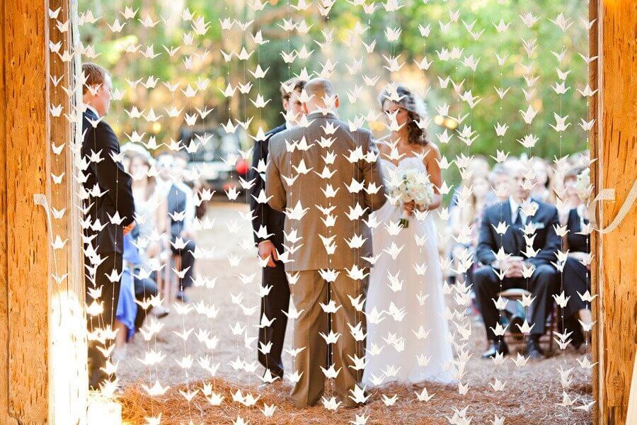 Бумажные журавлики на свадьбу украшения своими руками